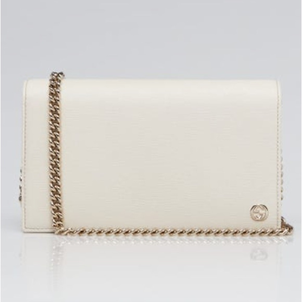 Gucci White Leather Betty Wallet Clutch